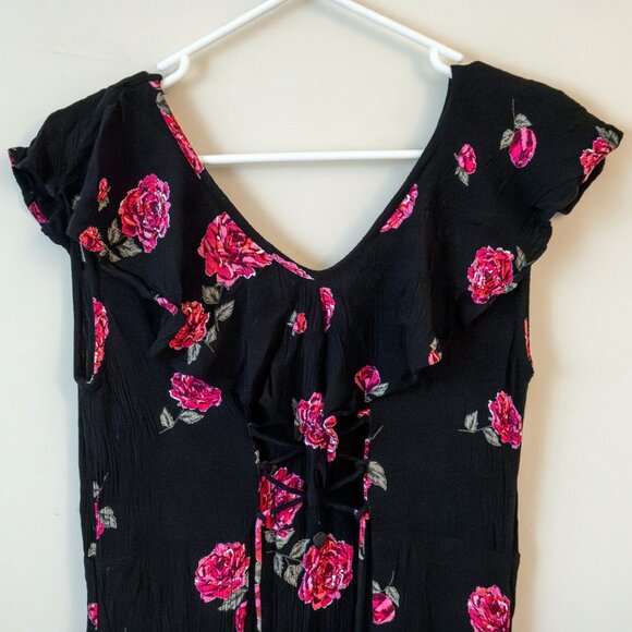 Billabong Dress | Southern Border | Black & Pink Floral Print | Medium - Picture 6 of 9